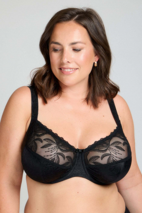 Černá nevyztužená podprsenka podrží velká a těžká prsa