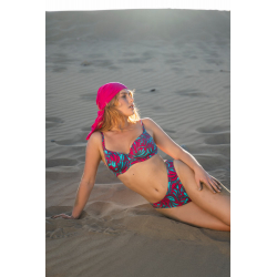 Plavková podprsenka ve fuchsiové a tyrkysové barvě | Triola