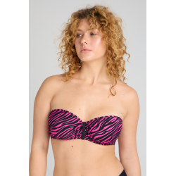 Sytě růžové plavky se zebřím vzorem Triola
