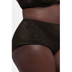 Černé vyšší plavkové kalhotky s třpytivým efektem