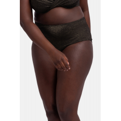 Černé vyšší plavkové kalhotky s třpytivým efektem