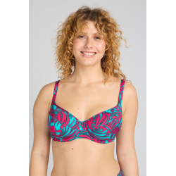 Plavková podprsenka ve fuchsiové a tyrkysové barvě | Triola