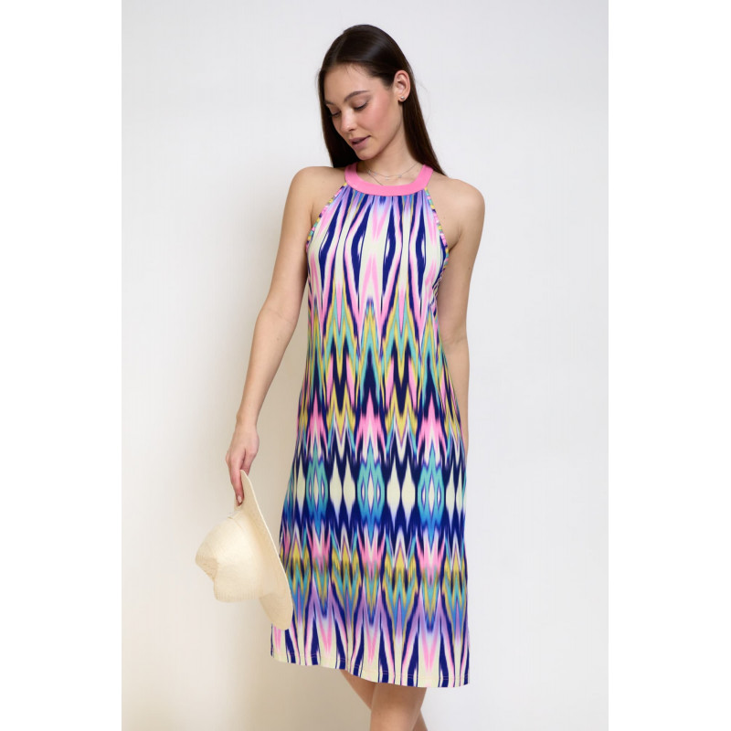 Plážové šaty Lady Belty 23V-1032V-85 - barva:BEL65UNI/růžovo-zelený potisk, velikost:XL
