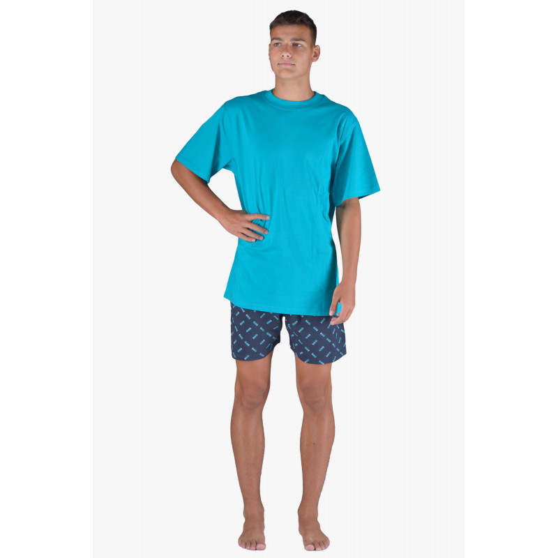 Pánské pyžamo Gina 79150P - barva:GINMYMDCM/tyrkysová-lékořice, velikost:XL