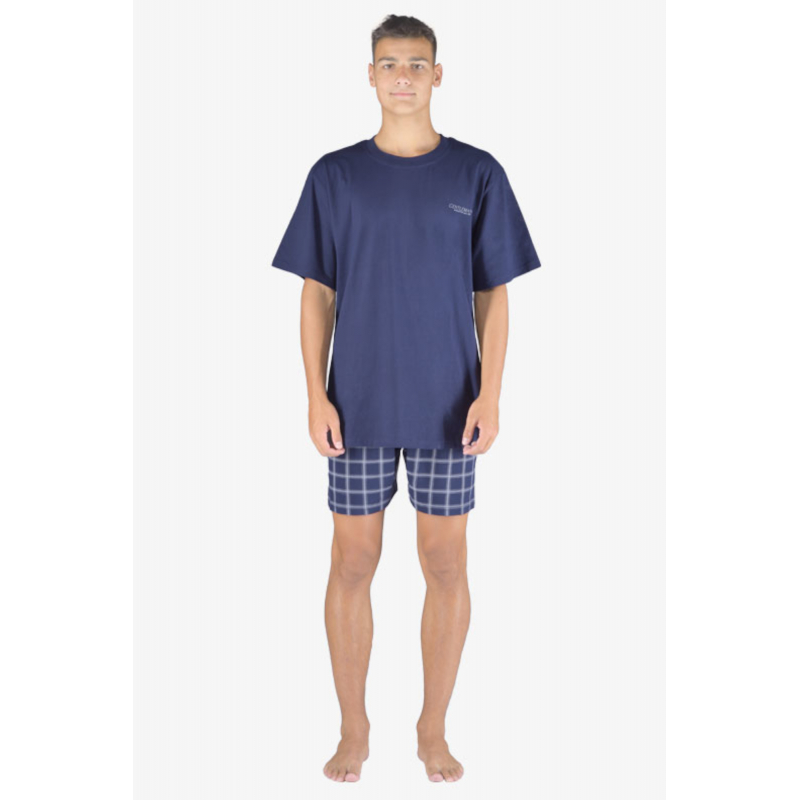 Pánské pyžamo Gina 79152P - barva:GINDCMLGB/lékořice-šedobílá, velikost:XXL