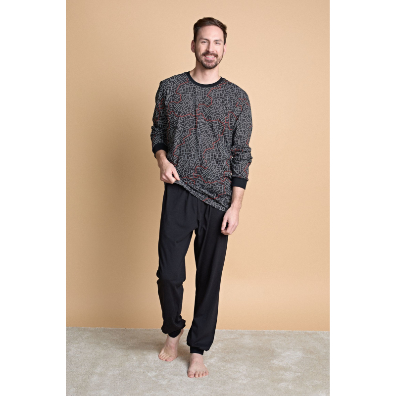 Pánské pyžamo Pleas 180806 - barva:PLE000/černá, velikost:XL