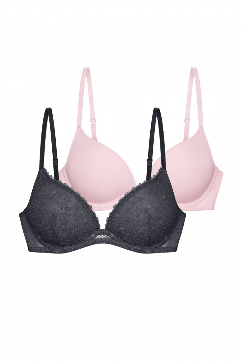 Šedo růžová sada push-up podprsenek Dorina Radha