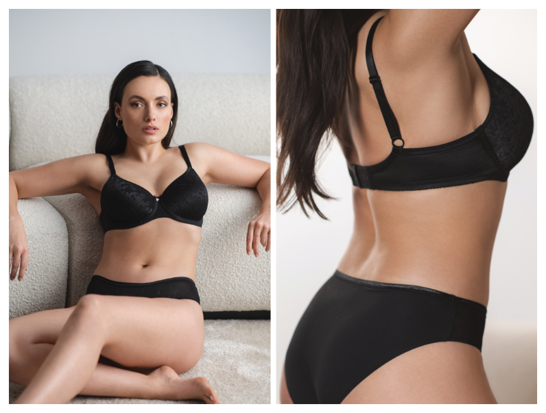 Černá podprsenka Triola Perfect-Fit s květinovým vzorem